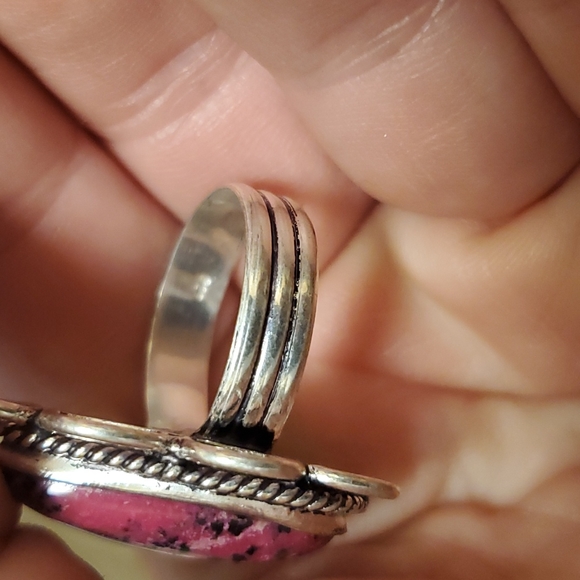 New Pink Thulite 925 Silver Ring. - Picture 12 of 14